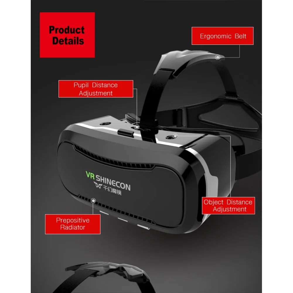 VR Shinecon 2,0 2 веар вр смарт шлем видео триде три 3 D 3D очки виртуальной реальности для iPhone Android смартфонов умные виар игр дополненной телефона комплект видеоочки с экраном контролерами стерео линзы игровые
