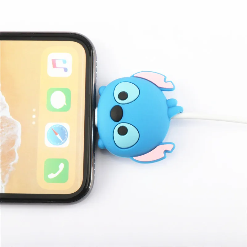 SIANCS для iphone Usb кабель мультфильм кукольный Органайзер Winder защита для кабеля "укус" милый Ститч Chager провод держатель для iphone кабель