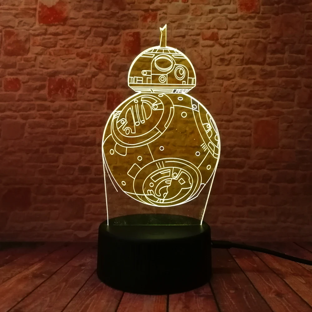 Звездные войны Legends BB 8 Робот 3D светодиодный Ночной светильник 7 цветов меняющее