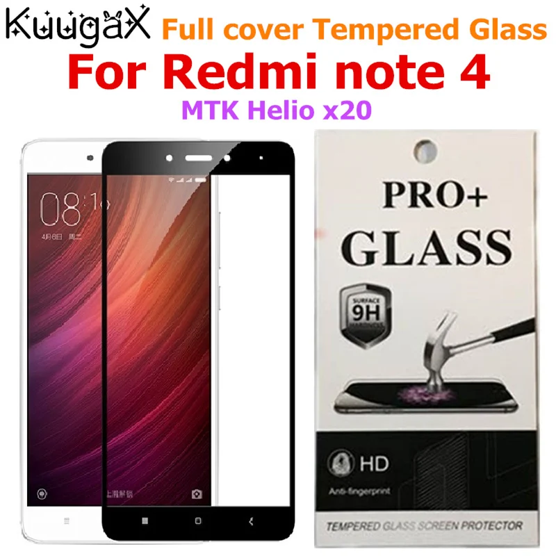 Для redmi note 4 полное покрытие закаленное стекло PRO MTK Helio x20 Оригинальный 9H экран