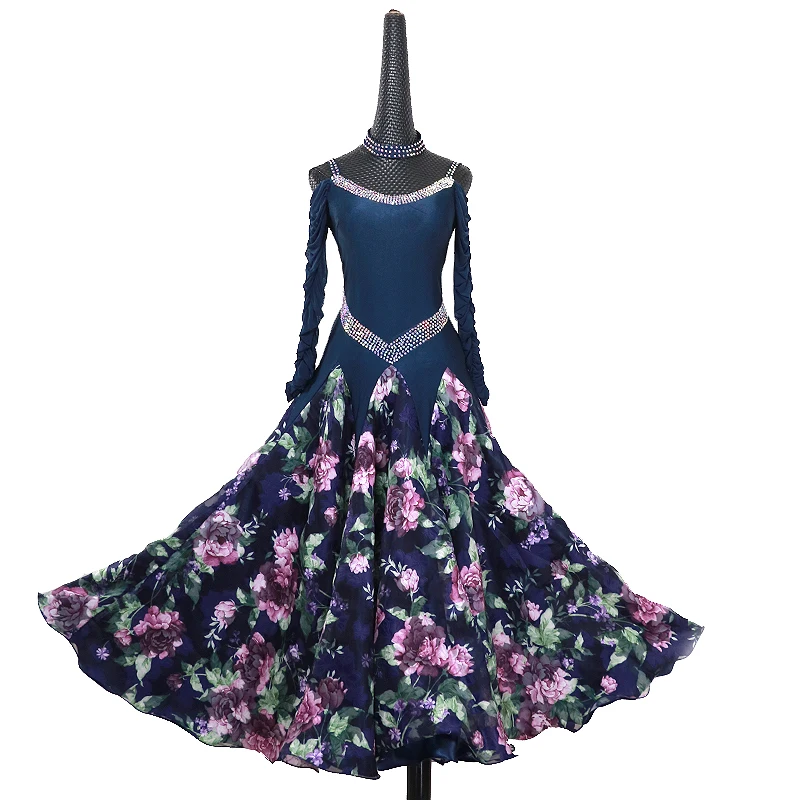 Ballroom Dance Dress For Women High Quality Competition Dresses Modern Waltz Tango Standard Costume blue black LXT545 | Тематическая