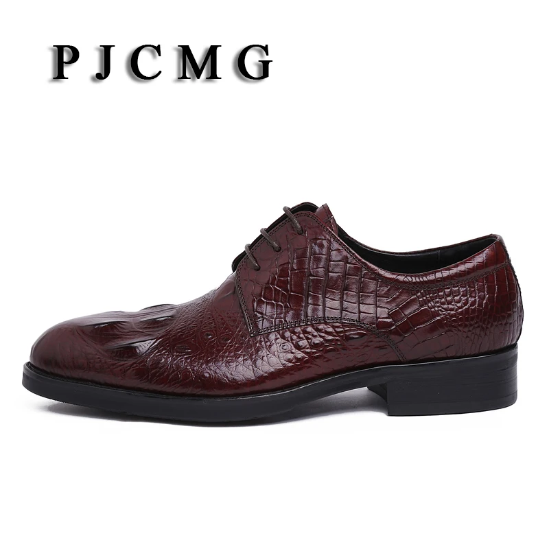 Мужские туфли-оксфорды PJCMG повседневные туфли на плоской подошве из натуральной