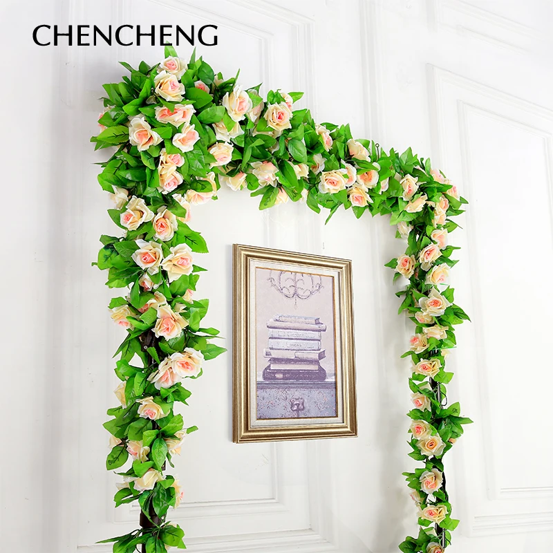 CHENCHENG 250 см искусственные розы из шелка Плющ Vine настенные Искусственные цветы с