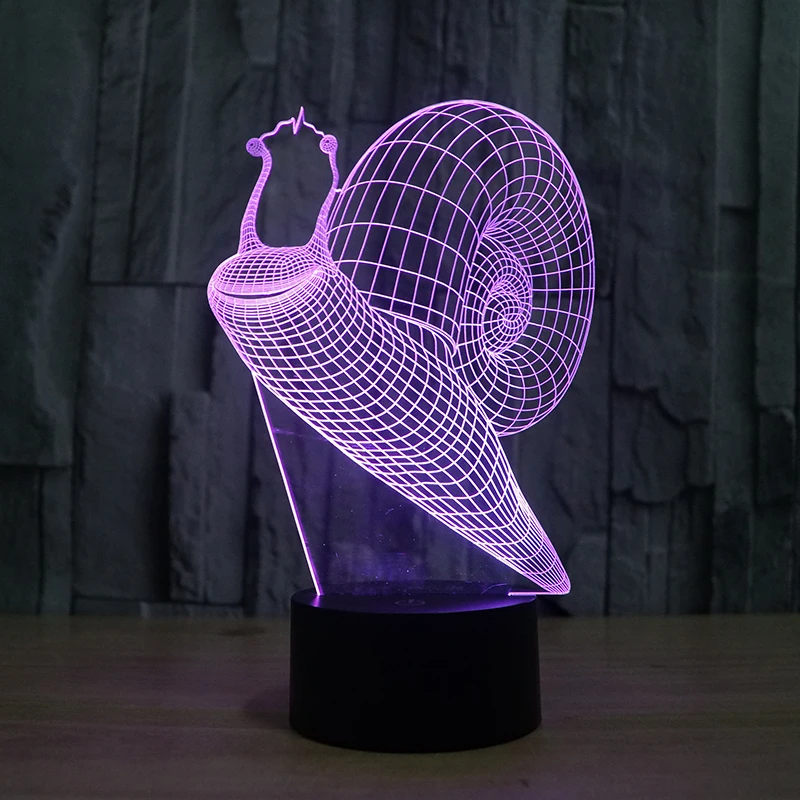 Мультяшные животные 3D улитки красочные ночные 7 меняющихся цветов для детской