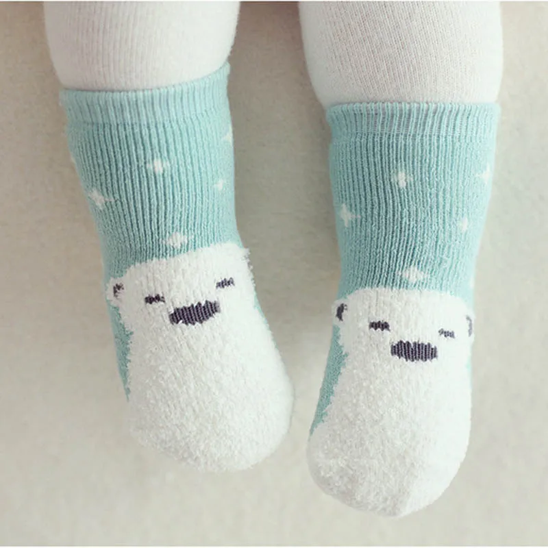 Детские Нескользящие теплые хлопковые носки с резиновой подошвой на осень/зиму