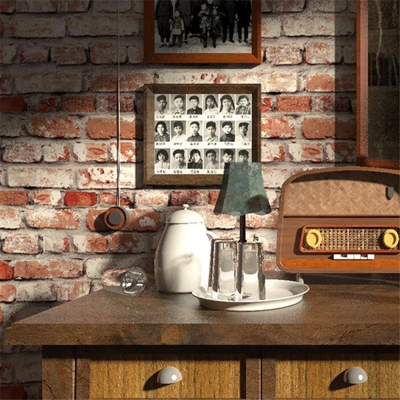 Ретро ностальгические обои с рисунком кирпича 3d стерео ресторан магазин одежды