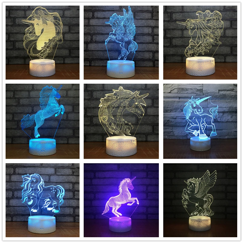 Единорог 7 цветов меняющий цвет детский Ночной светильник сделай сам