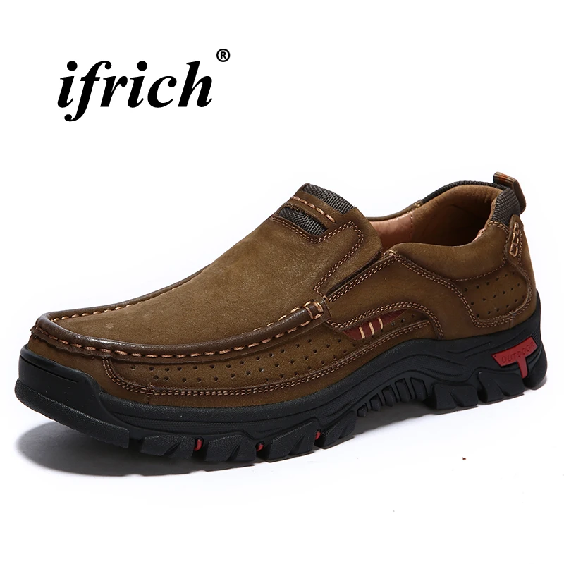 Мужские треккинговые ботинки из натуральной кожи большие размеры 38-48 слипоны