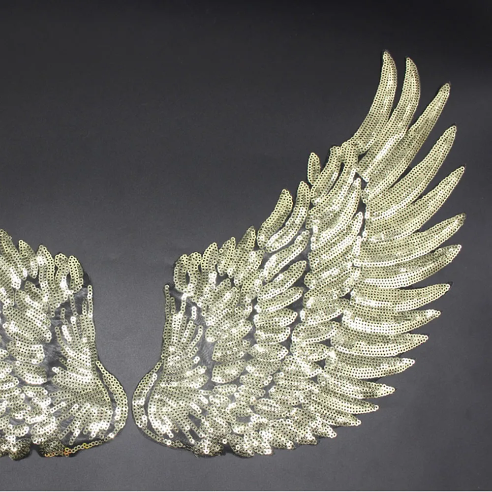 1 пара серебристого золота вышивка с блестками Сделай Сам нашивки крылья