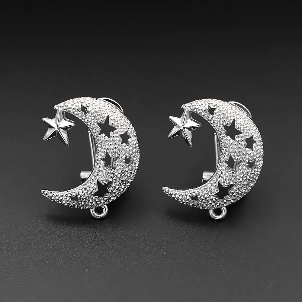 Серьги гвоздики клипсы с петлями соединители в форме Луны Африканском Дубае