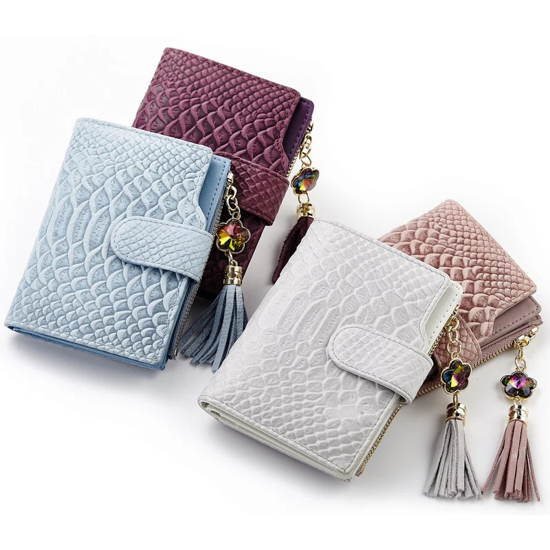 Модный женский кошелек из натуральной кожи под змеиную кожу кошельки короткий