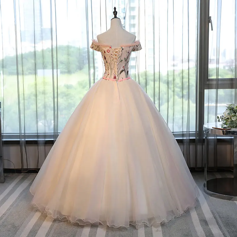 Романтические Розовые платья Quinceanera бальное платье с фатиновой юбкой милое 16 кружевное платье принцессы с цветочным рисунком, платье на выпускной, светится в течение 15 лет Vestido De 15 Anos; сезон лето