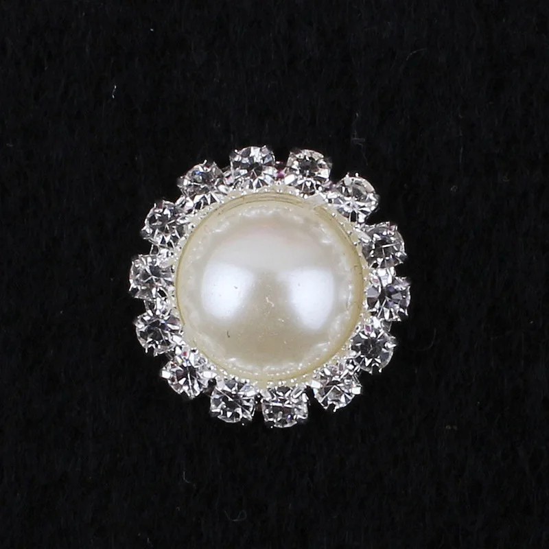 

Wholesale 100pcs/lot 18mm Flat Back Round Rhinestone Peal Button For Hair Flower headband accessories free shipping z07
