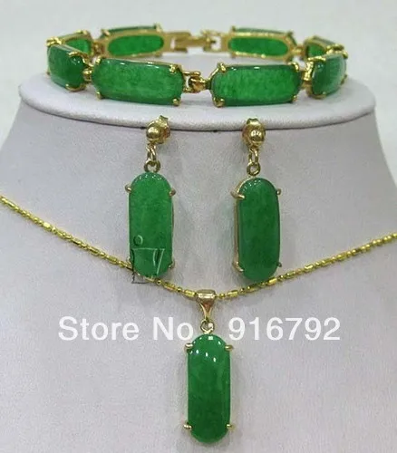 Бесплатная доставка ******* зеленый камень звенья браслет серьги ожерелье кулон