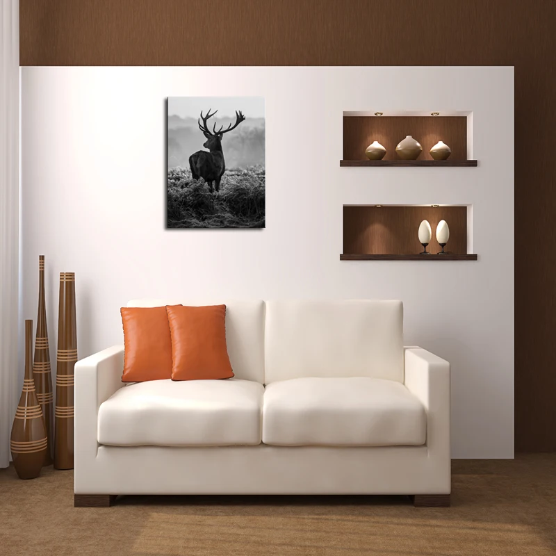 Framed 1 Panels Artwork High Quality Modern Wall Art On Canvas Animal Oil Painting Deer Hang Pictures Room Decor | Дом и сад