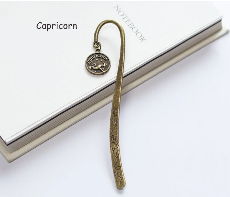 Capricorn EZONE 1 шт. Китайский стильный металлический Закладка для книги заколка для волос, Форма с двенадцать созвездий подвеска "Книга" знак школы офисные канцелярские принадлежности - Цвет: Capricorn