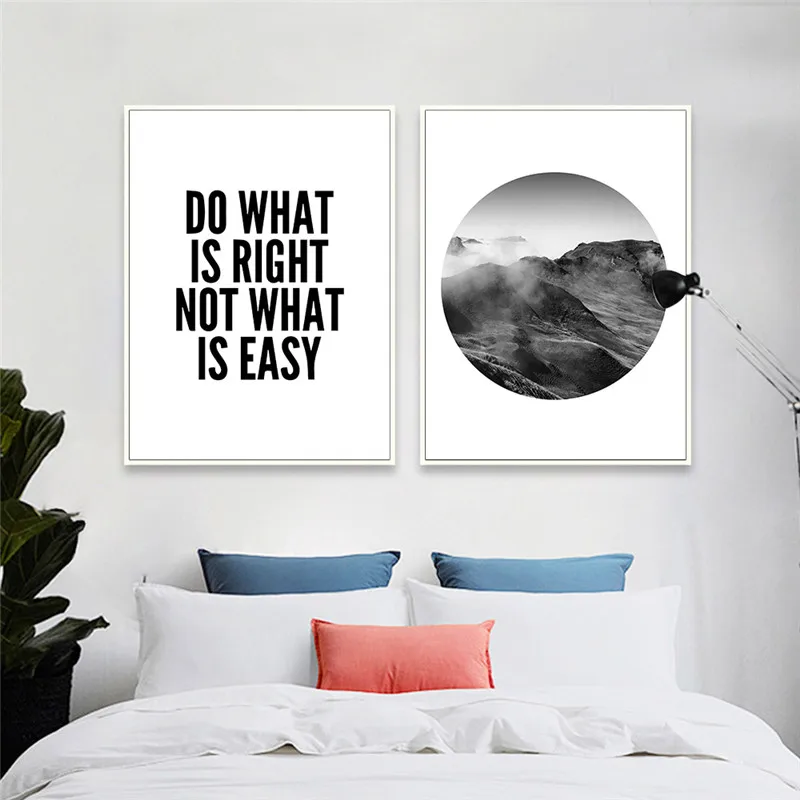 Nordic Decoration Landscape Mountain Motivational Quote Wall Art Canvas Painting PosterInspirational For living room | Дом и сад