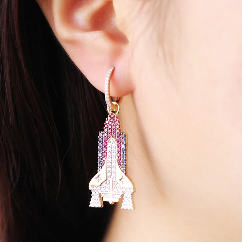 Hyperbole модные Асимметричные PMEarrings красочные Rocket Crystal большие брендовые дизайнерские серьги женские Boucles D'Oreilles Pour Les Femmes