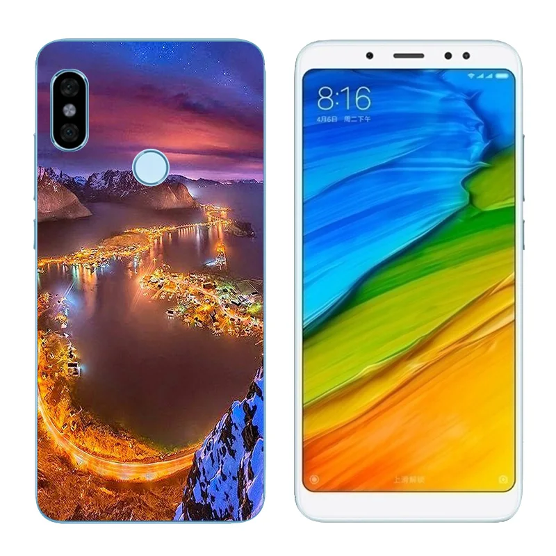 5 99 дюйма для Redmi Note Pro Prime с принтом &quotволны&quot черный матовый чехол Xiaomi Mi 6X мягкий