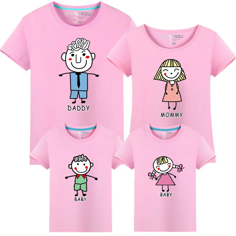 Одинаковая одежда для всей семьи футболка мамы папы сына летняя маленьких