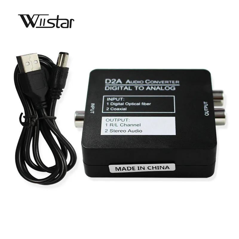 Wiistar D2A 2,1 аудио SPDIF коаксиальный к R/L Цифровой к 2,1 Усилитель Аналоговый с декодером наушников