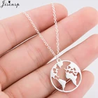 Ожерелье Jisensp с изображением карты мира, подарок для лучших друзей, подвеска земля, персонализированное модное ожерелье для путешествий, ювелирные изделия