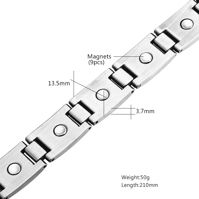 Мужской серебристый магнитный браслет эскалу с покрытием для здоровья
