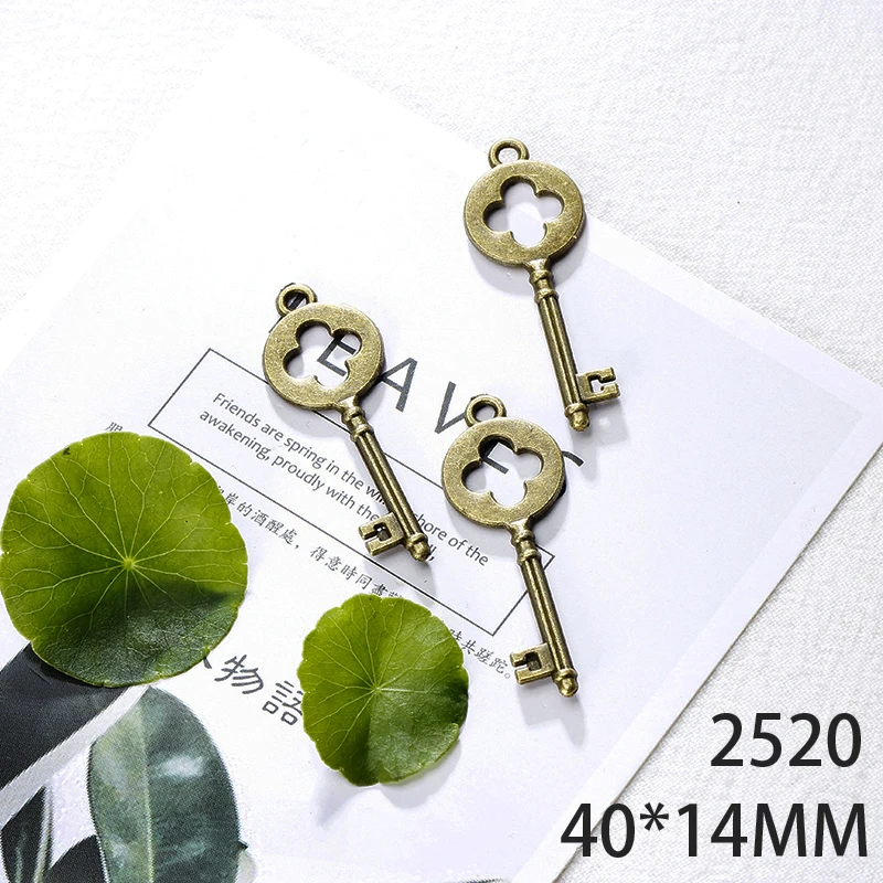 

40*14mm 10pcs Key Alloy Pendant For Diy Jewelry Making 2 Colors Antique Silver Antique Bronze No.2520