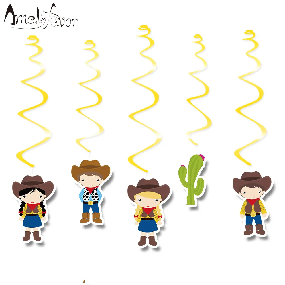 

Cowboy Theme Western Cowboy Ceiling Hanging Swirl Decoration Cutout Party Supplies DIY Decorations Event Party Festival Supplies