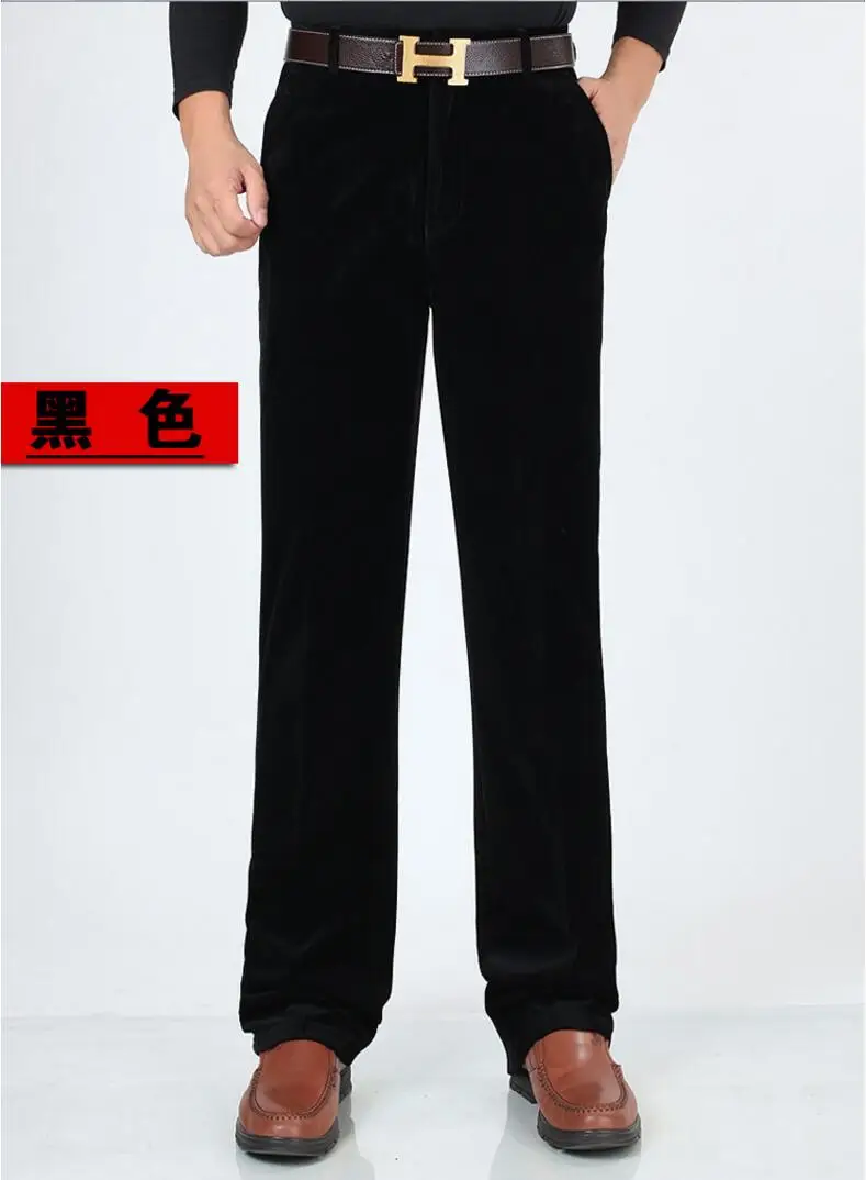 Брюки мужские вельветовые облегающие повседневные длинные прямые штаны с