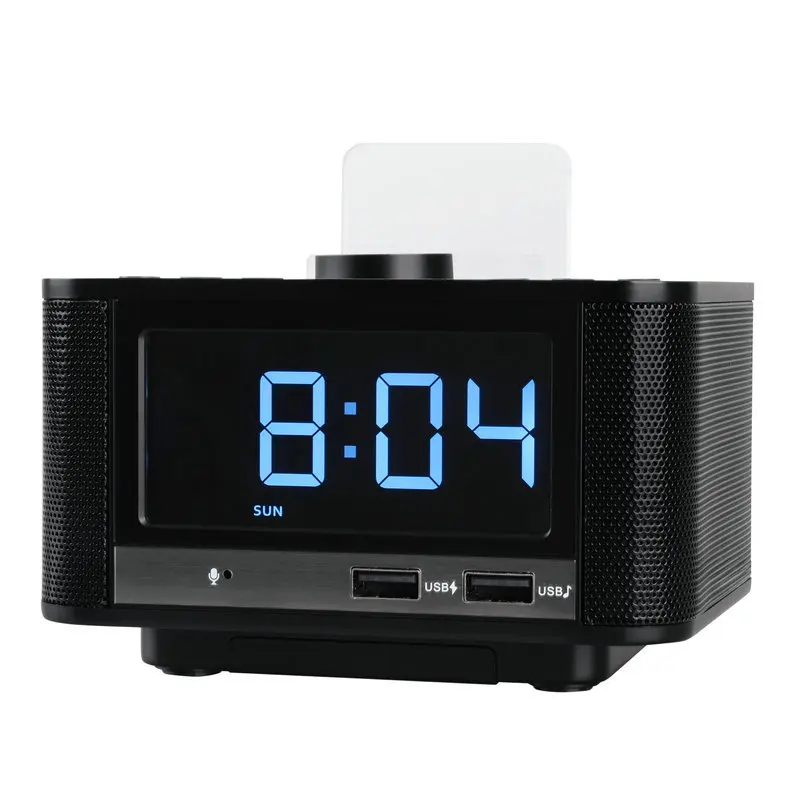 Радио будильник беспроводной bluetooth динамик цифровой для спальни с fm радио/usb