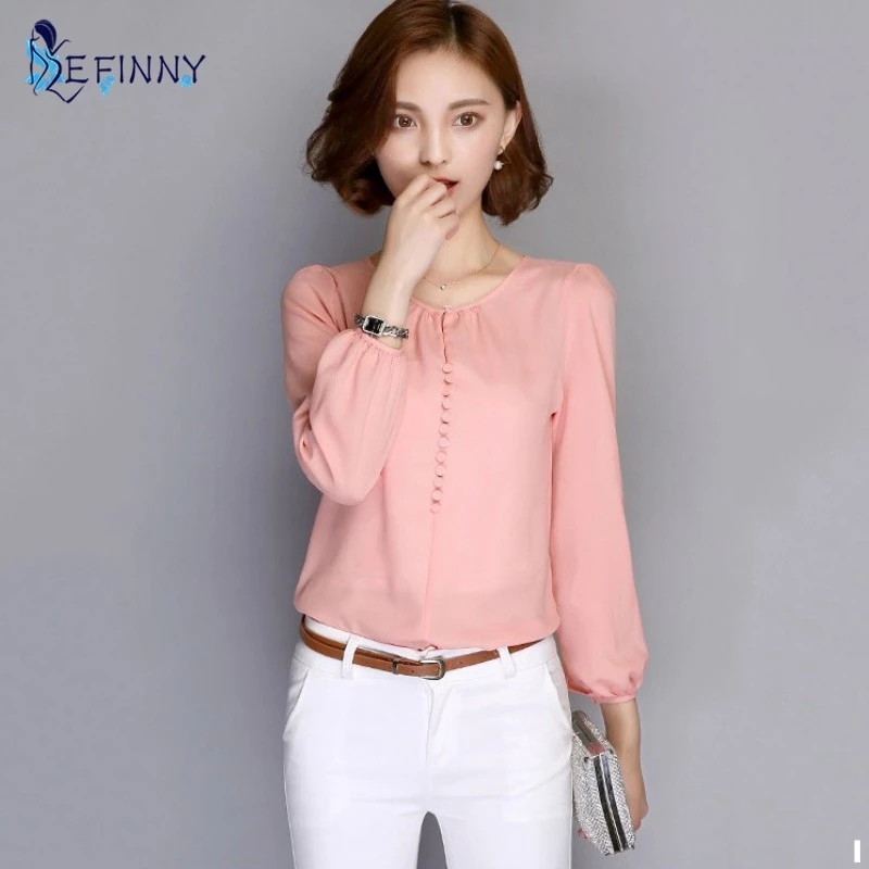 Женская блузка EFINNY белая/розовая с длинным рукавом|chiffon blouses shirts|blouse shirtblouse long |