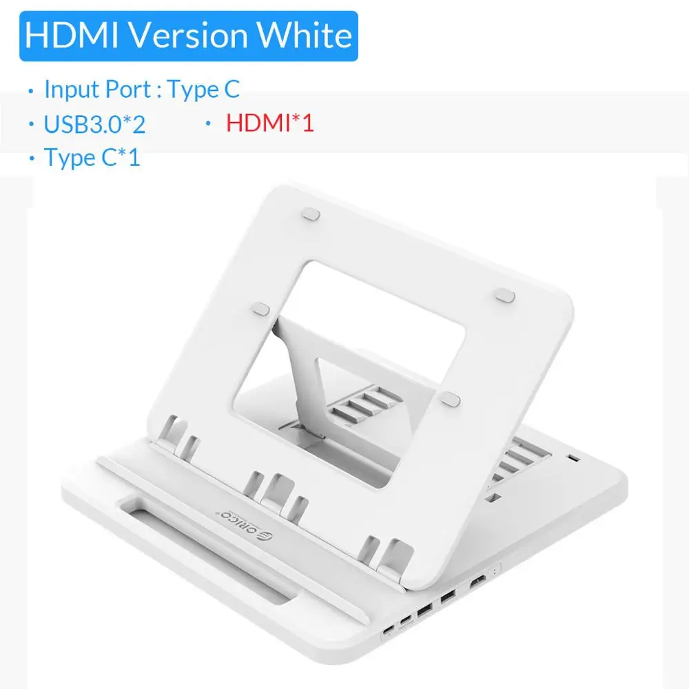 ORICO Универсальный держатель для планшета, ноутбука, подставка, 3 порта, USB3.0, док-станция с держателем, PD Зарядка для iPad, iPhone, планшета, ноутбука - Цвет: HDMI Model White