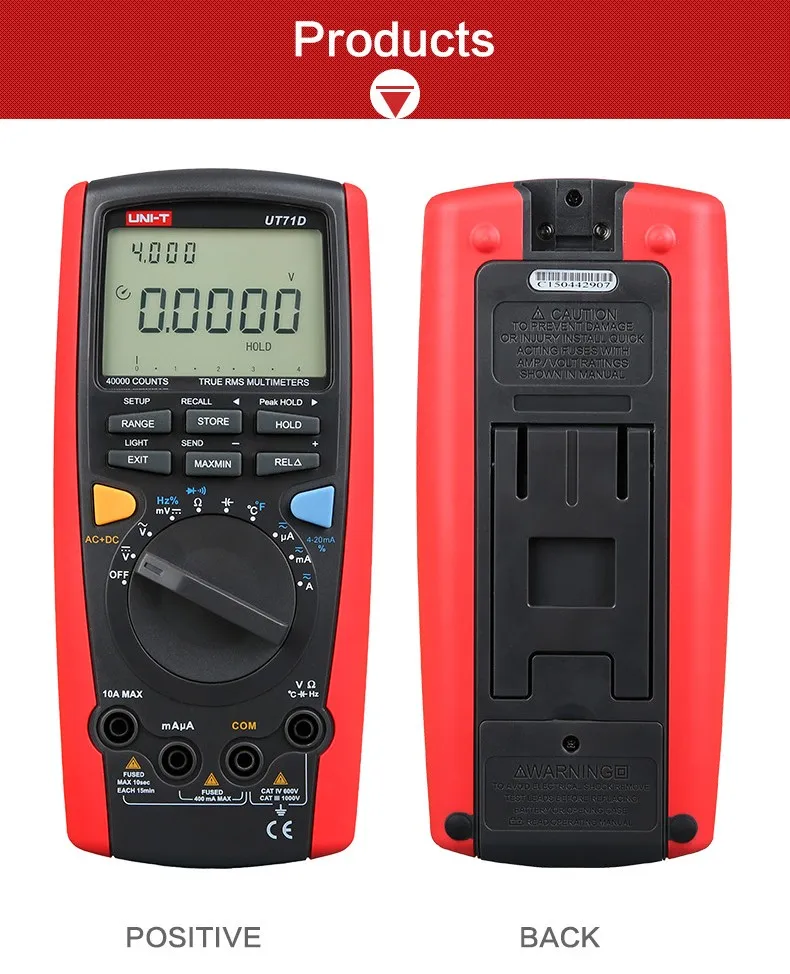 UNI-T UT71D Smart Digital Multimeter True RMS 40000 Counts Volt Amp Ohm Capacitance Meter Thermometer USB/Bluetooth Communicatio
