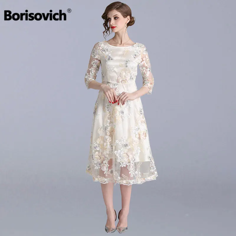 Borisovich женские вечерние платья, новинка, Весенняя мода, милый стиль, роскошная вышивка, элегантное ТРАПЕЦИЕВИДНОЕ женское Повседневное платье N730
