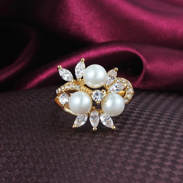 Бусы Ювелирные изделия жемчужные листья кольцо золотой цвет и серебряный