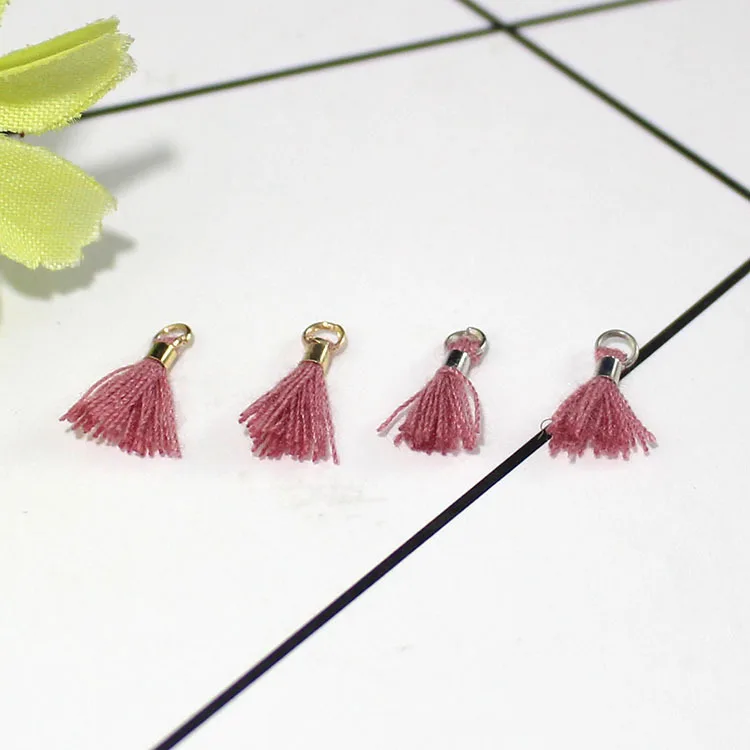 Deep pink 30 шт. 1 см мини хлопок Золотое серебряное кольцо подвеска «сделай сам» браслет серьги ювелирные изделия бахрома отделка занавеска для дома Декор ремесла кисточки - Цвет: Deep pink