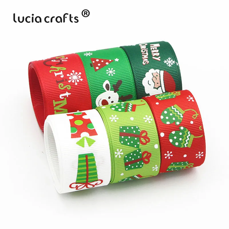 Style30 25mm 6y Lucia crafts мульти смешанные печатные корсажные атласные ленты DIY Швейные банты для волос подарочная упаковка Рождественский ленточный аксессуар S0101 - Цвет: Style30 25mm 6y