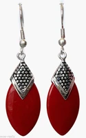 hot sell noble hot sell new stunning red coral bead 925 sterling silver earrings with hook