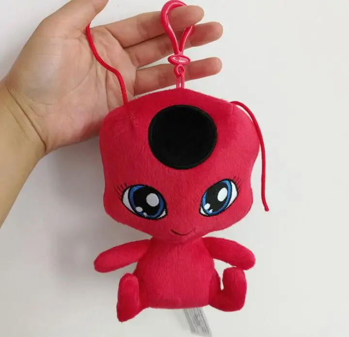red 15 см Божья коровка Мягкая Подвеска для ключей игрушки плагг и Тикки Кот Нуар Леди Жук Адриен маринетт мягкие куклы - Цвет: red