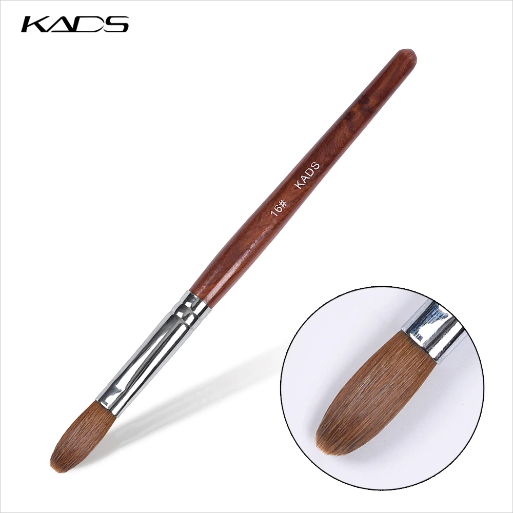 

KADS 16# Kolinsky Acrylic Nail Brush Gel Poly Brush Crimped Head Red Wood Handle Brush for Professional Gel Brush Acrylic Nails