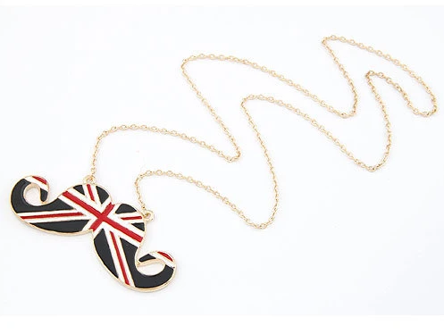 Free shipping colar de barba fashion dressed UK flag pattern necklace hot sale 2014 summer beard pendant &amp for women | Украшения и