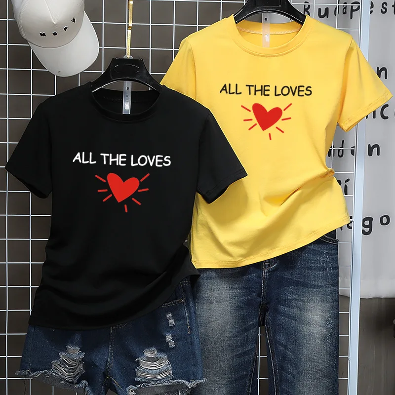 FAMINGKA/Летний Лонгслив для пары женская рубашка с принтом любовь футболки круглым