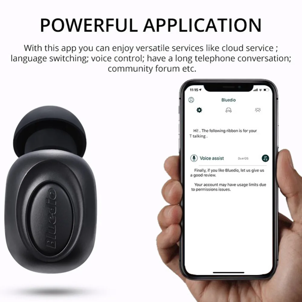 Bluedio T-talking Bluetooth Earphone sports Wireless earbuds in-ear voice control super bass Earphones with built-in microphone |