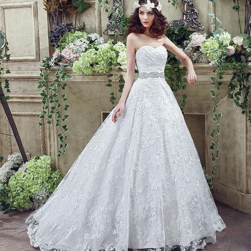 Лидер продаж элегантные свадебные платья трапециевидной формы с нежным бисером