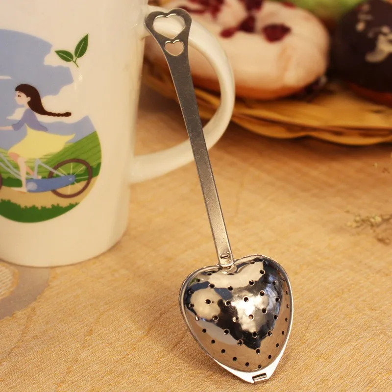 100 шт из нержавеющей стали в форме сердца Чай Infuser Фильтр Ложка ситечко оптом упаковка и Подарочная коробка Упаковка
