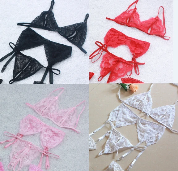 Женское кружевное сексуальное нижнее белье стринги + подвязка пояс Ночная