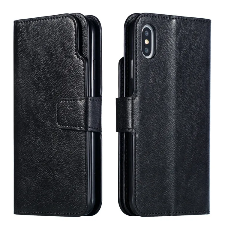 Black Haissky 9 слотов для карт кожаный бумажник чехол для телефона для iPhone 11 Pro Max Xs Max XR X Флип Магнитный чехол-кошелек для iPhone 6 7 8 Plus - Цвет: Black