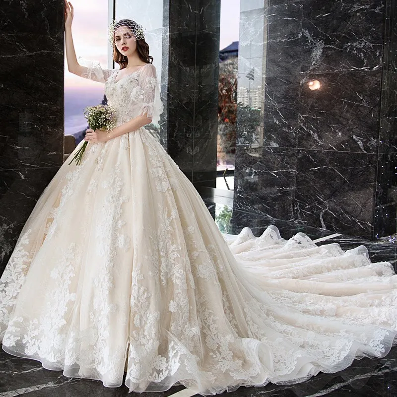 Новый стиль 2019 свадебное модное короткое платье с открытой спиной и V-образным