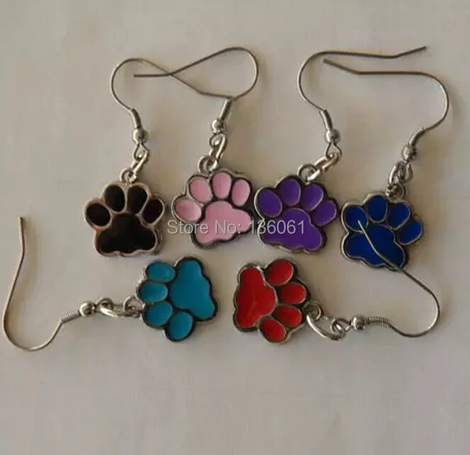 

Женские винтажные серьги с эмалью, Серебристые Длинные серьги-подвески с принтом собачьей лапы, 10 пар